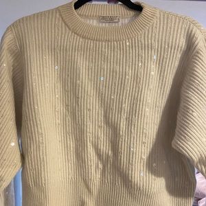 100% cashmere sequin cropped sweater NWT